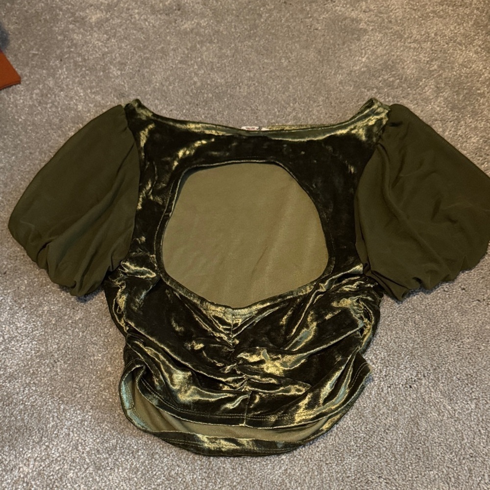 Free People Velvet Olive Blouse - Picture 2 of 2